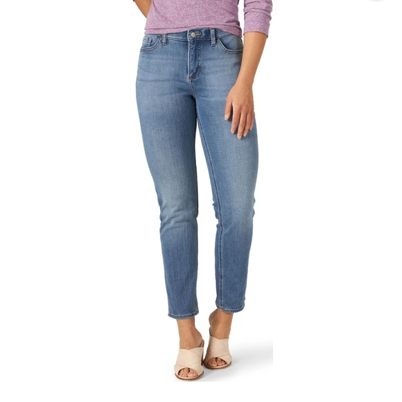 Lee Ultra Lux Denim Slim Fit Straight Leg Jeans Blue 14P petite NWT - Picture 1 of 10